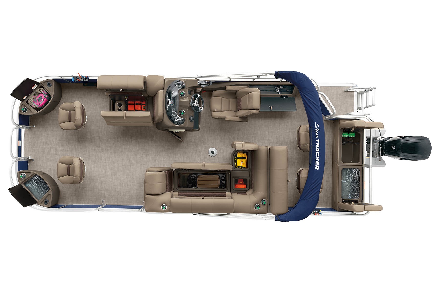 2022 SunTracker Fishin'Barge 22 Exclusive Auto Marine fishing pontoon outboard power boat