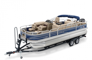 2022 SunTracker Fishin'Barge 22 Exclusive Auto Marine fishing pontoon outboard power boat