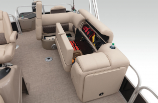 2022 SunTracker Fishin'Barge 20 Exclusive Auto Marine fishing pontoon outboard power boat