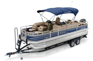 2022 SunTracker Fishin'Barge 22 Exclusive Auto Marine fishing pontoon outboard power boat