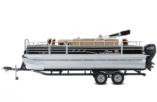 2022 SunTracker Fishin'Barge 20 Exclusive Auto Marine fishing pontoon outboard power boat