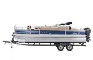 2022 SunTracker Fishin'Barge 22 Exclusive Auto Marine fishing pontoon outboard power boat