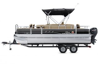 2022 SunTracker Fishin'Barge 22 Exclusive Auto Marine fishing pontoon outboard power boat