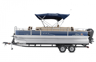 2022 SunTracker Fishin'Barge 22 Exclusive Auto Marine fishing pontoon outboard power boat
