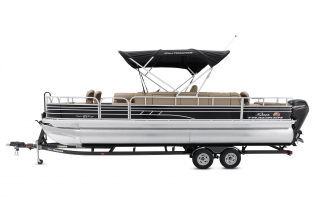 2022 Suntracker Fishin' Barge 24 DLX Exclusive Auto Marine fishing pontoon power boat outboard