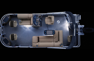 2022 SunTracker Fishin'Barge 20 Exclusive Auto Marine fishing pontoon outboard power boat